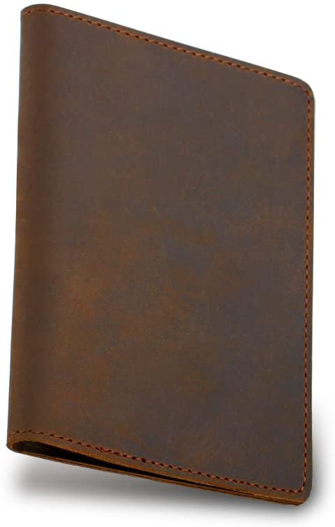 Magic Vosom Handmade Leather Passport Cover - Holder - with 2 Card Slots - Passport Case Brown