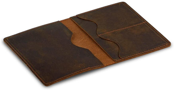 Magic Vosom Handmade Leather Passport Cover - Holder - with 2 Card Slots - Passport Case Brown