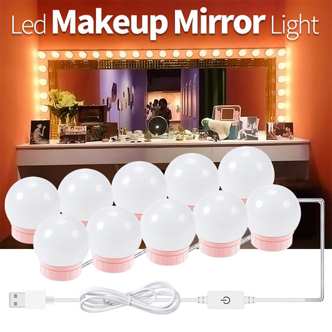 Led Makeup Mirror Light LED Hollywood Light 2 6 10 14Bulb 12V EU US Plug Dimmable Touch Control DIY Lighting For Dressing Table