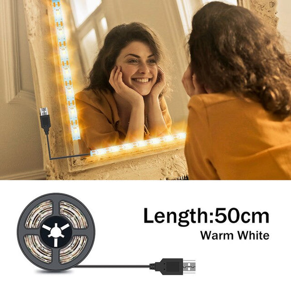 Vanity Makeup Mirror Light Strip 5V LED Flexible Tape Lamp 0.5m-5m USB Powered Dressing mirror Wall Lamp Decor Bathroom Mirror