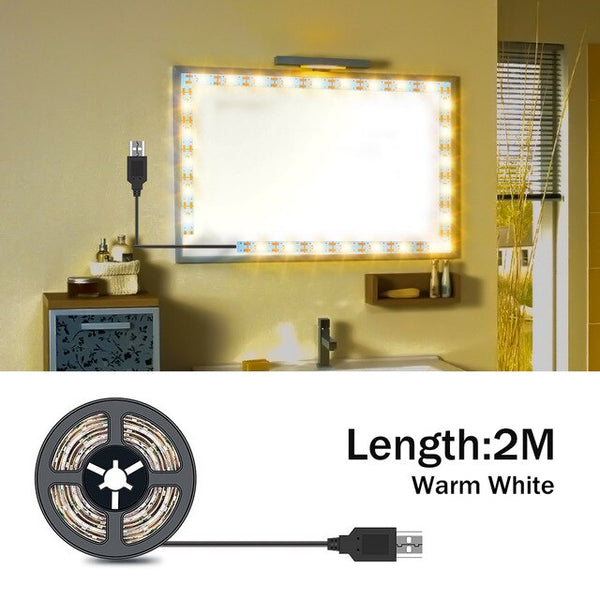 Vanity Makeup Mirror Light Strip 5V LED Flexible Tape Lamp 0.5m-5m USB Powered Dressing mirror Wall Lamp Decor Bathroom Mirror