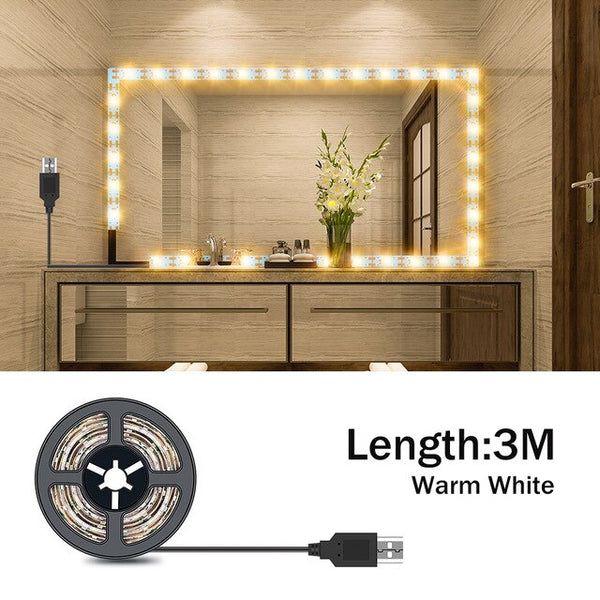 Vanity Makeup Mirror Light Strip 5V LED Flexible Tape Lamp 0.5m-5m USB Powered Dressing mirror Wall Lamp Decor Bathroom Mirror