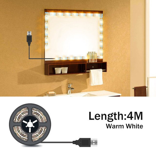 Vanity Makeup Mirror Light Strip 5V LED Flexible Tape Lamp 0.5m-5m USB Powered Dressing mirror Wall Lamp Decor Bathroom Mirror