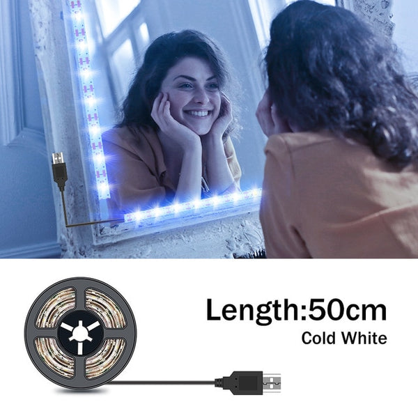 Vanity Makeup Mirror Light Strip 5V LED Flexible Tape Lamp 0.5m-5m USB Powered Dressing mirror Wall Lamp Decor Bathroom Mirror