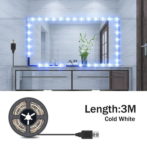 Vanity Makeup Mirror Light Strip 5V LED Flexible Tape Lamp 0.5m-5m USB Powered Dressing mirror Wall Lamp Decor Bathroom Mirror