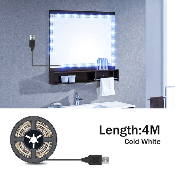 Vanity Makeup Mirror Light Strip 5V LED Flexible Tape Lamp 0.5m-5m USB Powered Dressing mirror Wall Lamp Decor Bathroom Mirror