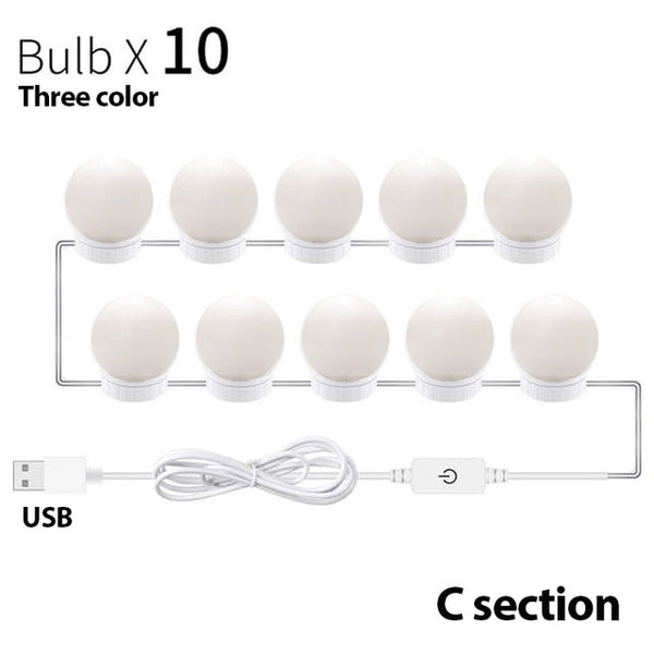 USB LED 5V Makeup Mirror Light Bulb Hollywood Vanity Lights Stepless Dimmable Wall Lamp5 10Bulbs Kit for Dressing Table