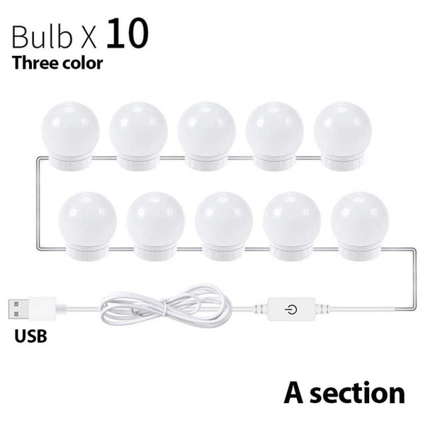 USB LED 5V Makeup Mirror Light Bulb Hollywood Vanity Lights Stepless Dimmable Wall Lamp5 10Bulbs Kit for Dressing Table