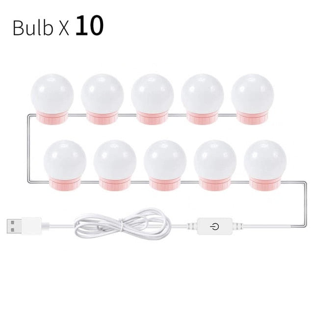 USB LED 5V Makeup Mirror Light Bulb Hollywood Vanity Lights Stepless Dimmable Wall Lamp5 10Bulbs Kit for Dressing Table