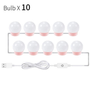 USB LED 5V Makeup Mirror Light Bulb Hollywood Vanity Lights Stepless Dimmable Wall Lamp5 10Bulbs Kit for Dressing Table