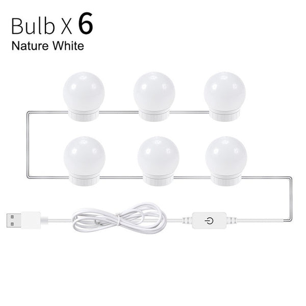 USB 5V Hollywood Style LED Vanity Makeup Mirror Light Bulb Dimmable Touch Control Fixture Strip for Makeup Vanity Table Bathroom