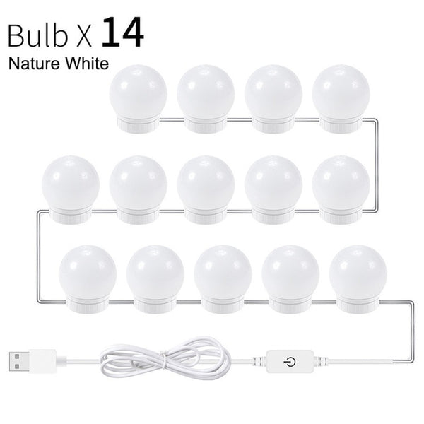 USB 5V Hollywood Style LED Vanity Makeup Mirror Light Bulb Dimmable Touch Control Fixture Strip for Makeup Vanity Table Bathroom