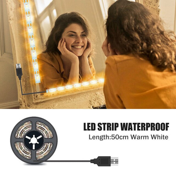 5M Vanity Makeup Mirror Lamp Led Light Strip 5V USB LED Flexible Tape Led Dressing Table mirror Lamp Decor Bathroom Light Strip