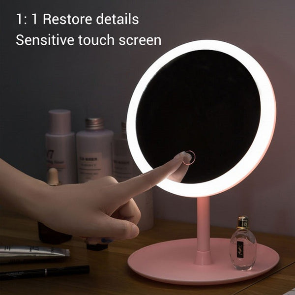 Makeup Mirror With Light Makeup Led Mirror Touch Screen Switch USB Rechargeable Mirror for Countertop Cosmetic Makeup