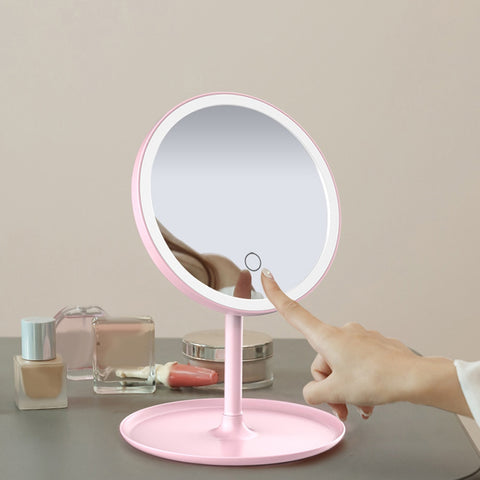 LED Professional Lighted Mirror With Light for makeup Adjustable Light Touch Screen Table Make-up Led Mirror Eyelash Brush