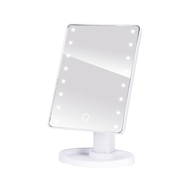 LED Makeup Mirror Illuminated Cosmetic Table Mirror With Light for Make Up Adjustable Light 16/22 Touch Screen Eyelash Brush