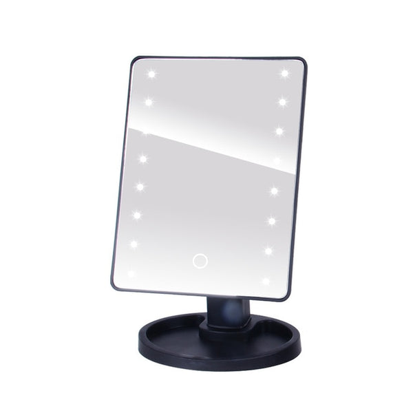 LED Makeup Mirror Illuminated Cosmetic Table Mirror With Light for Make Up Adjustable Light 16/22 Touch Screen Eyelash Brush