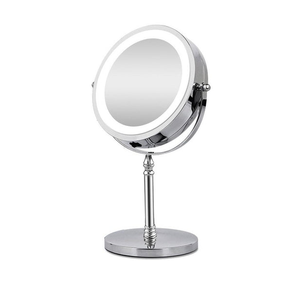 10X Magnifying Makeup Mirror With LED Light Cosmetic Mirrors Round Shape Desktop Vanity Mirror Double Sided Backlit Mirrors