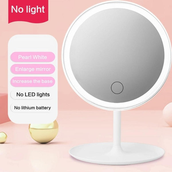 LED Makeup Mirrors with Ring Light HD Vanity Mirrors Smart Touch Control Illuminated Stand Up Desk Table Mirror USB Charge