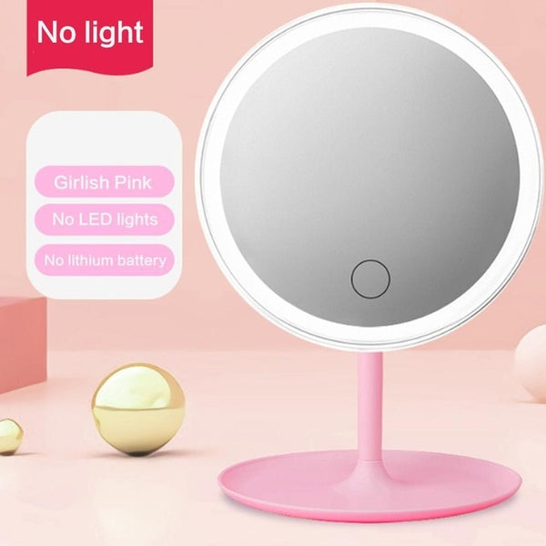 LED Makeup Mirrors with Ring Light HD Vanity Mirrors Smart Touch Control Illuminated Stand Up Desk Table Mirror USB Charge