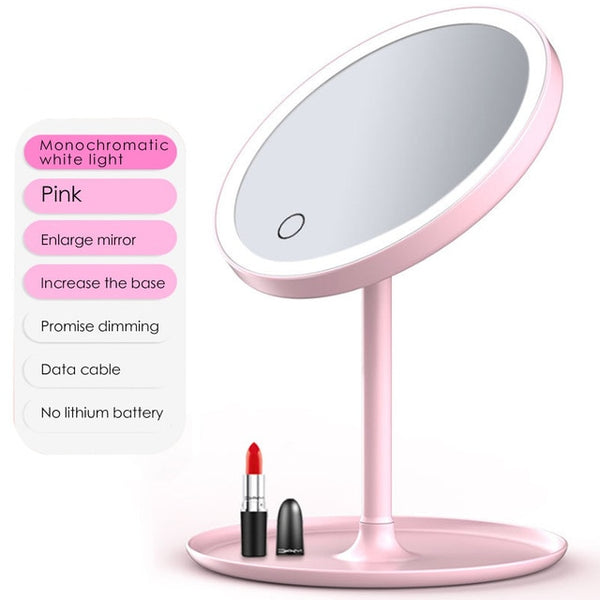 LED Makeup Mirrors with Ring Light HD Vanity Mirrors Smart Touch Control Illuminated Stand Up Desk Table Mirror USB Charge