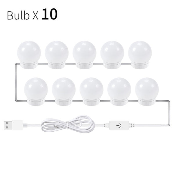 CanLing LED 12V Makeup Mirror Light Bulb Hollywood Vanity Lights Stepless Dimmable Wall Lamp 6 10 14Bulbs Kit for Dressing Table