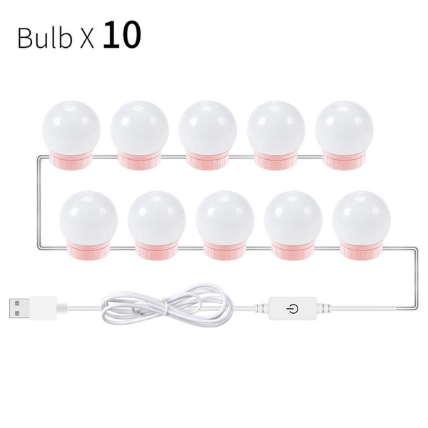 CanLing LED 12V Makeup Mirror Light Bulb Hollywood Vanity Lights Stepless Dimmable Wall Lamp 6 10 14Bulbs Kit for Dressing Table