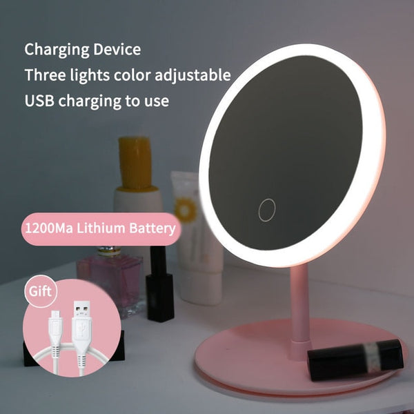 Led Makeup Mirror M007 Smart Touch Control Lighted Makeup Vanity Stand Up Desk Ring Light Mirror Led Vanity Mirror USB Use