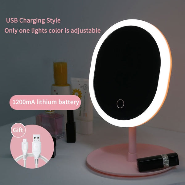 Led Makeup Mirror M007 Smart Touch Control Lighted Makeup Vanity Stand Up Desk Ring Light Mirror Led Vanity Mirror USB Use