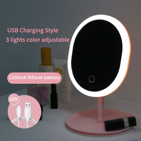 Led Makeup Mirror M007 Smart Touch Control Lighted Makeup Vanity Stand Up Desk Ring Light Mirror Led Vanity Mirror USB Use