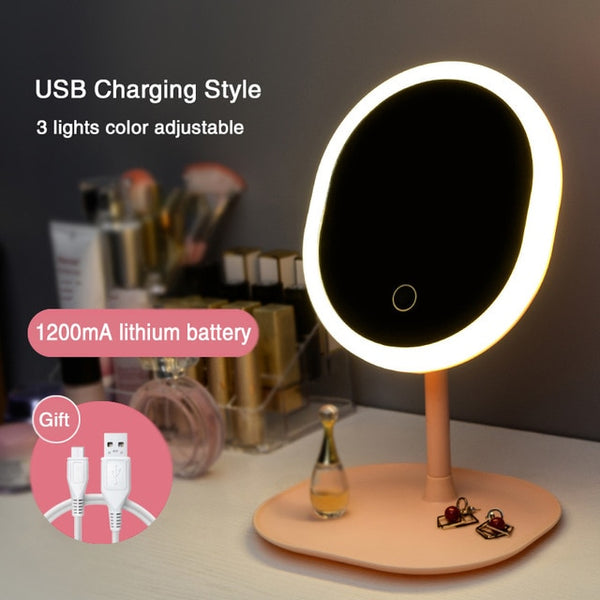 Led Makeup Mirror M007 Smart Touch Control Lighted Makeup Vanity Stand Up Desk Ring Light Mirror Led Vanity Mirror USB Use