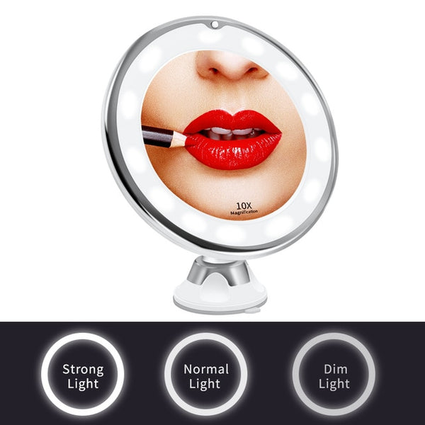 Dropshipping LED Mirror Flexible Makeup Mirror with Led Light Vanity Mirrors 10X Magnifying Mirrors Light Cosmetic Miroir