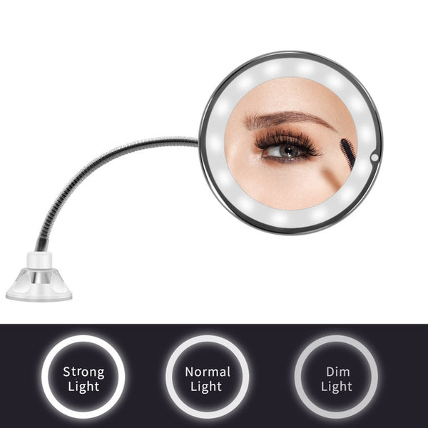 Dropshipping LED Mirror Flexible Makeup Mirror with Led Light Vanity Mirrors 10X Magnifying Mirrors Light Cosmetic Miroir