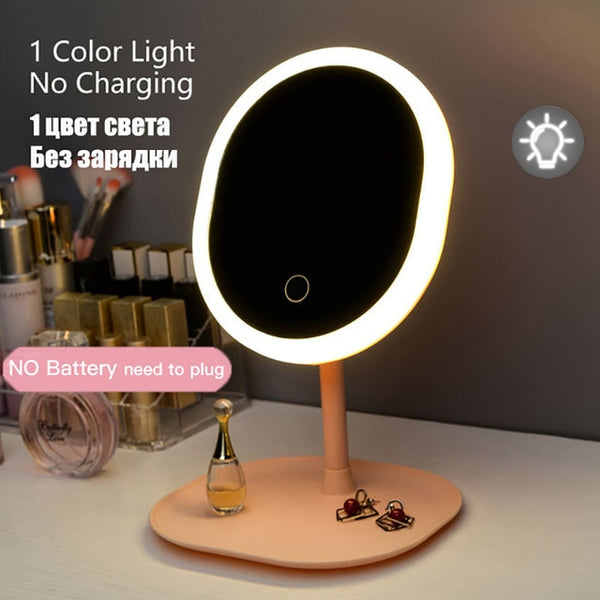 NL Makeup mirror with led mirrors standing mirror touch screen vanity mirror backlit adjustable light desk cosmetic mirrors