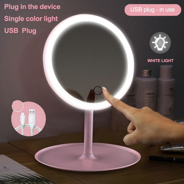 NL Makeup mirror with led mirrors standing mirror touch screen vanity mirror backlit adjustable light desk cosmetic mirrors