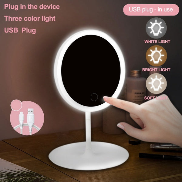 NL Makeup mirror with led mirrors standing mirror touch screen vanity mirror backlit adjustable light desk cosmetic mirrors