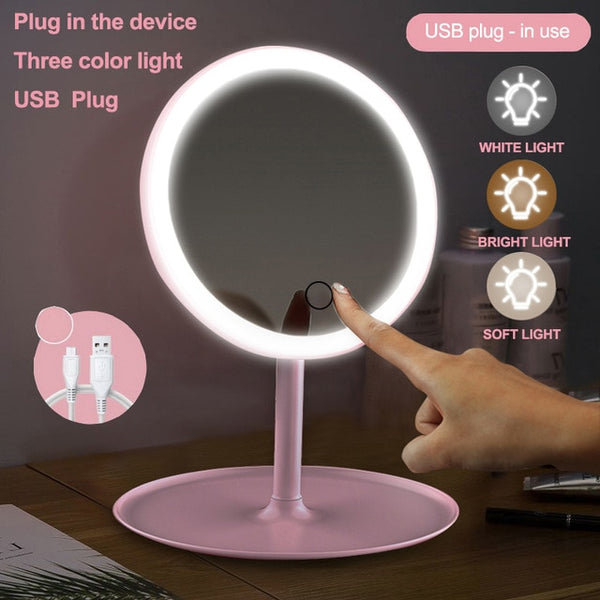 NL Makeup mirror with led mirrors standing mirror touch screen vanity mirror backlit adjustable light desk cosmetic mirrors