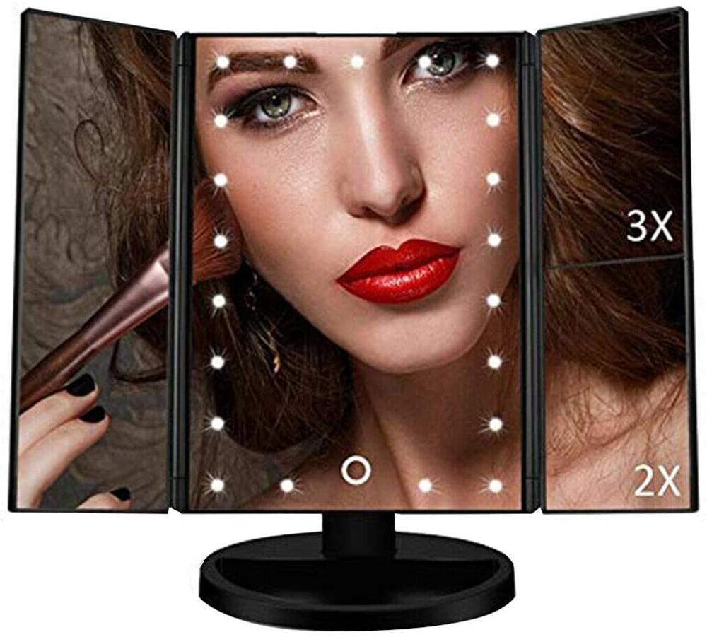 Mirro up make up with light, Mirro's Table Tríptica Mirro with 3X magnifications, 2X, 1x Iluminacíon 22 Led Touch screen Lamps ro