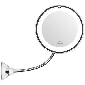 LED 10X Makeup Mirror 360 Degree Swivel Flexible Magnifying Lighted Mirror Illuminated Daylight,Cordless & Compact Travel Mirror