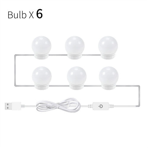 LED 6 10 14Bulbs 12V Makeup Mirror Light Bulb Hollywood Vanity Lights Stepless Dimmable USB Wall Lamp Kit for Dressing Table