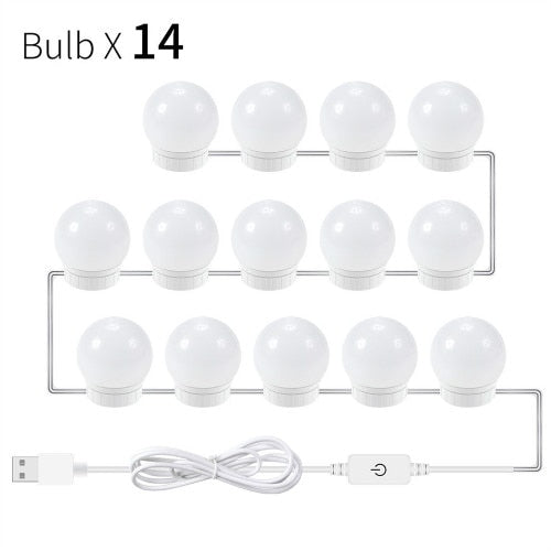 LED 6 10 14Bulbs 12V Makeup Mirror Light Bulb Hollywood Vanity Lights Stepless Dimmable USB Wall Lamp Kit for Dressing Table